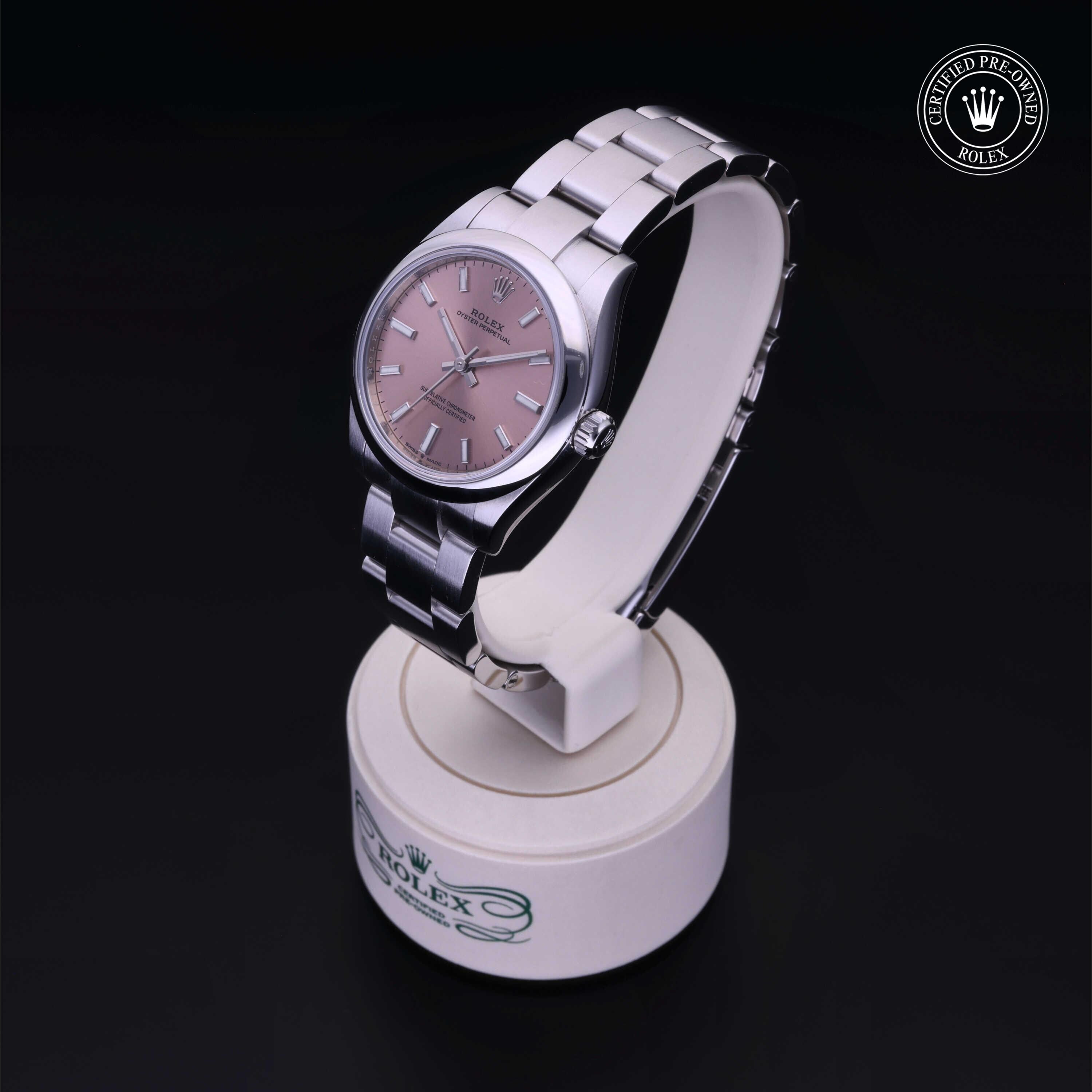Rolex Certified Pre-owned Oyster Perpetual M277200-0004 front on black background