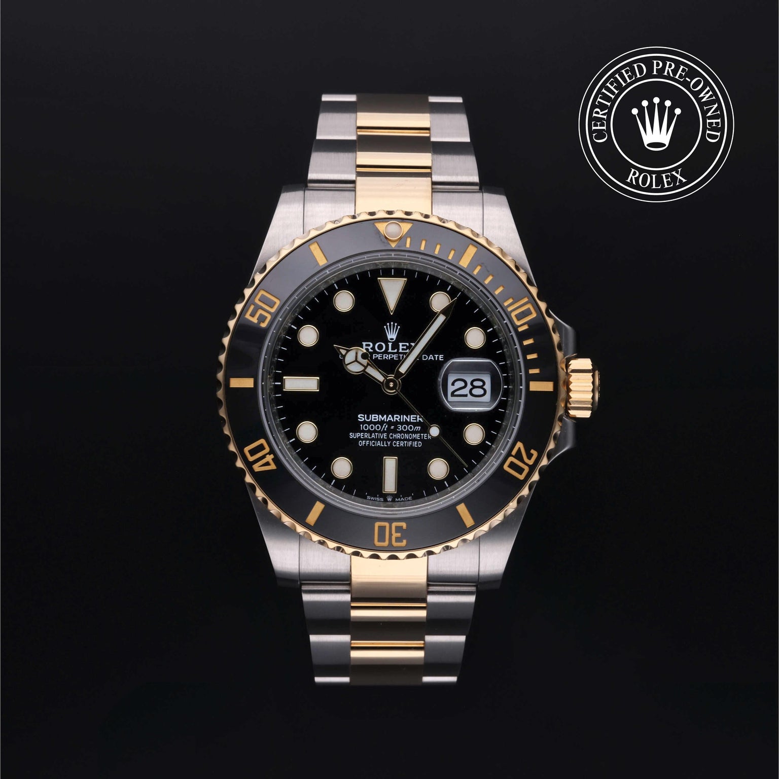 Rolex Certified Pre-owned Submariner M126613LN-0002 front on black background