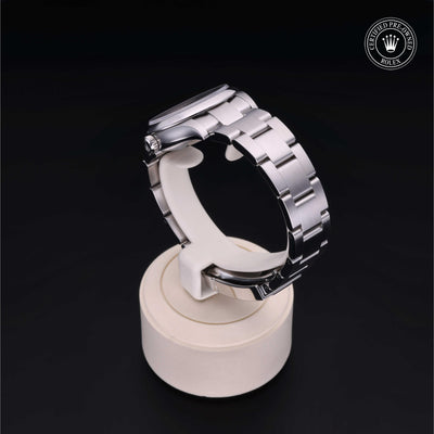 Rolex Certified Pre-owned Oyster Perpetual M277200-0002 front on black background