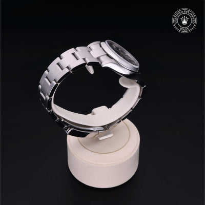 Rolex Certified Pre-owned Oyster Perpetual M277200-0002 front on black background