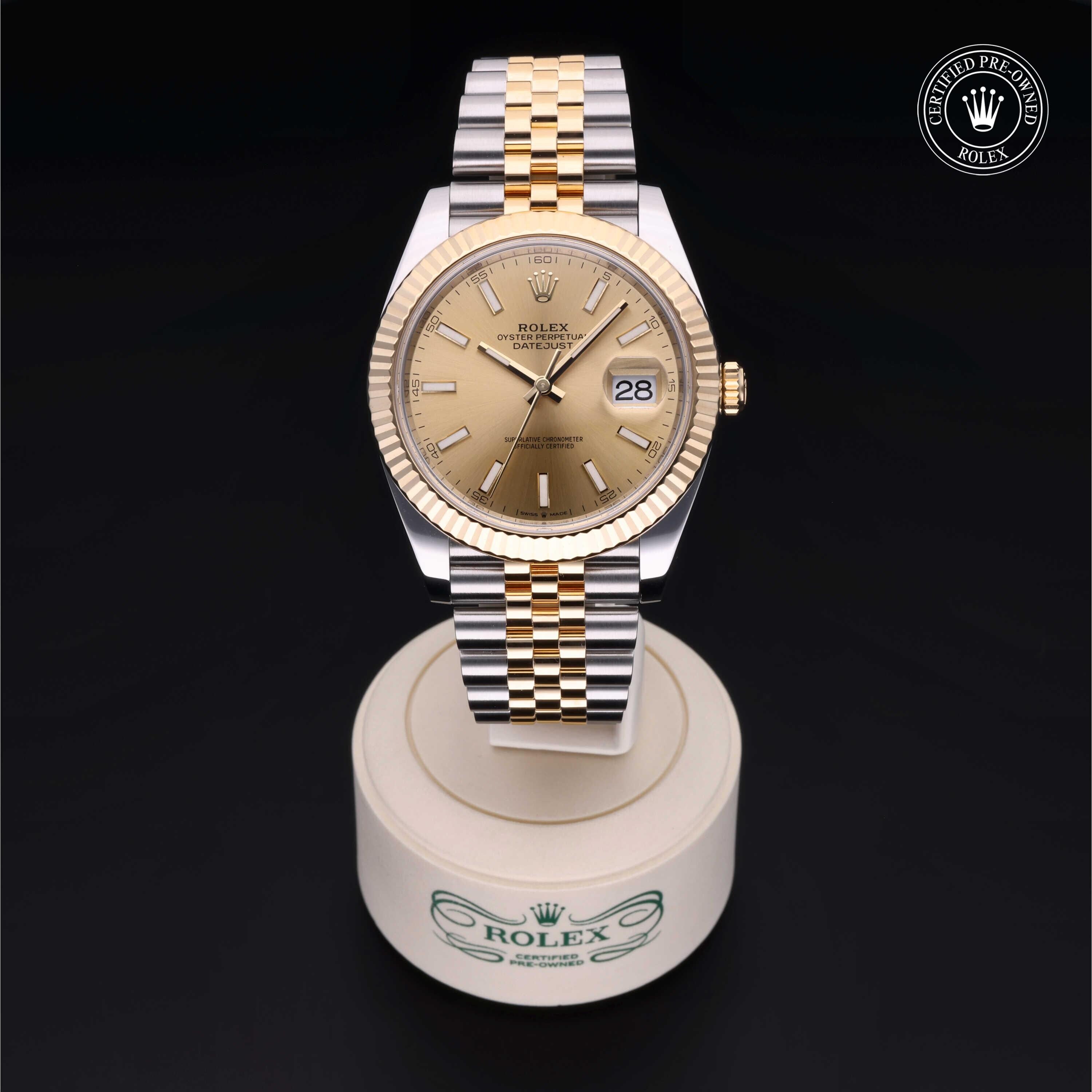 Rolex Certified Pre-owned Datejust M126333-0010 front on black background