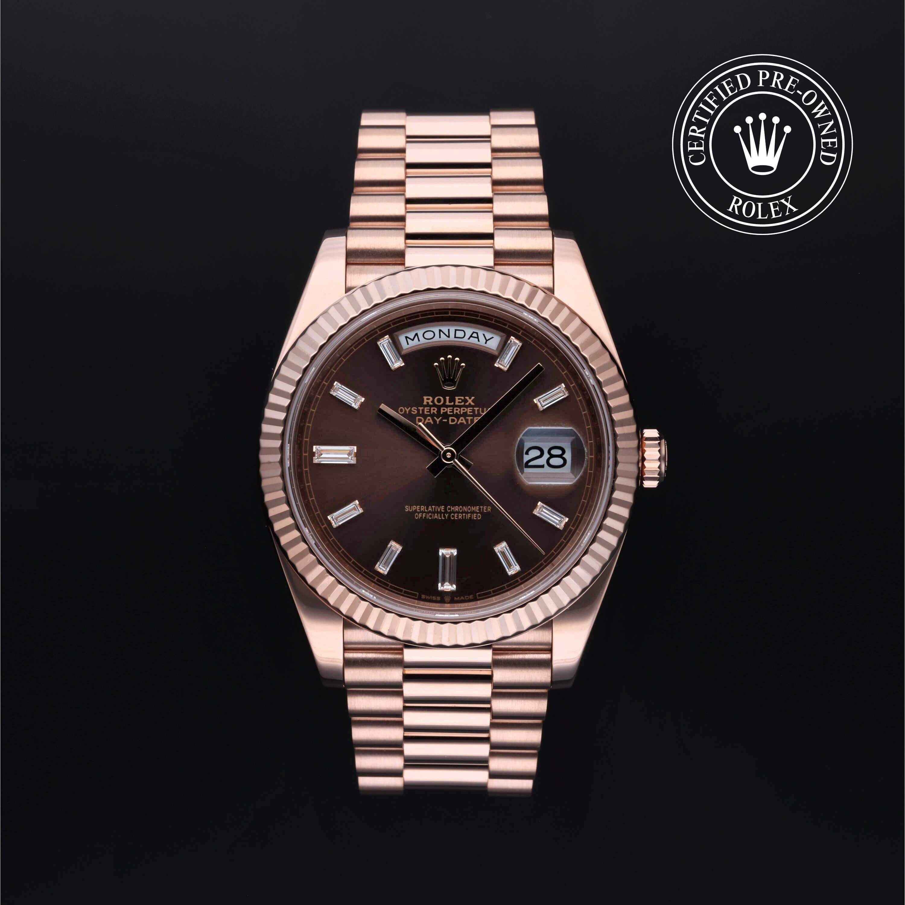 Rolex Certified Pre-owned Day-date M228235-0003 front on black background