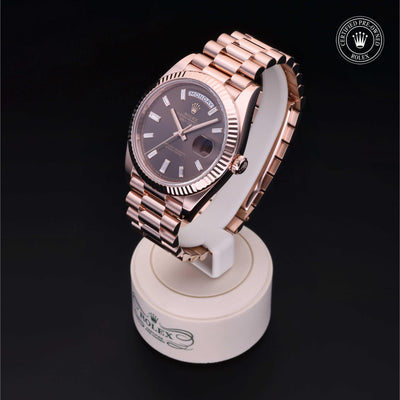 Rolex Certified Pre-owned Day-date M228235-0003 front on black background