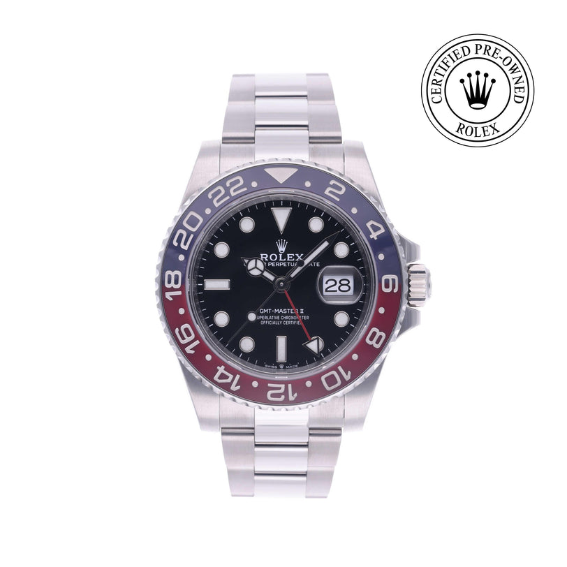 Rolex Certified Pre-owned GMT II M126710BLRO-0001 front on white background