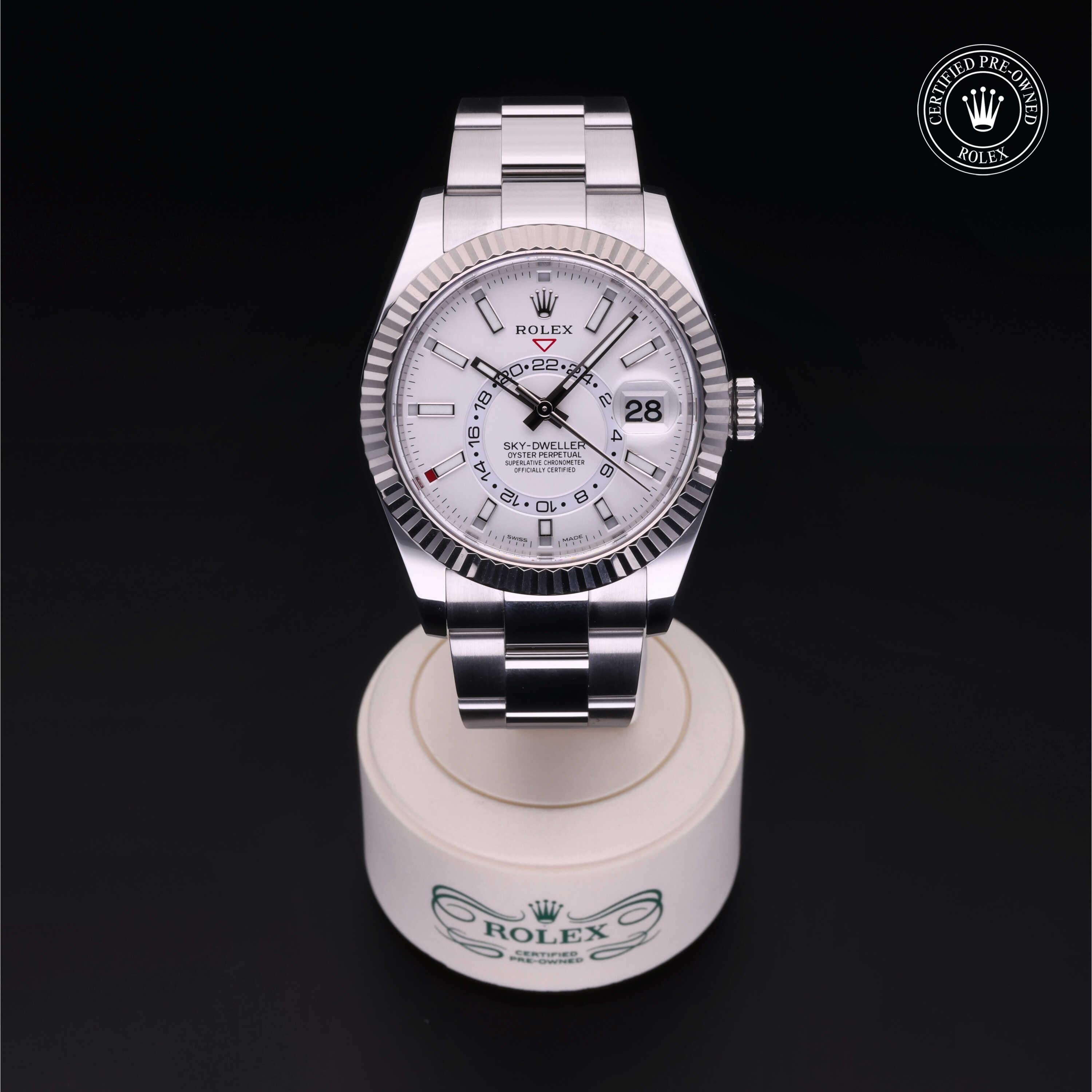 Rolex Certified Pre-owned Sky-Dweller M326934-0001 front on black background