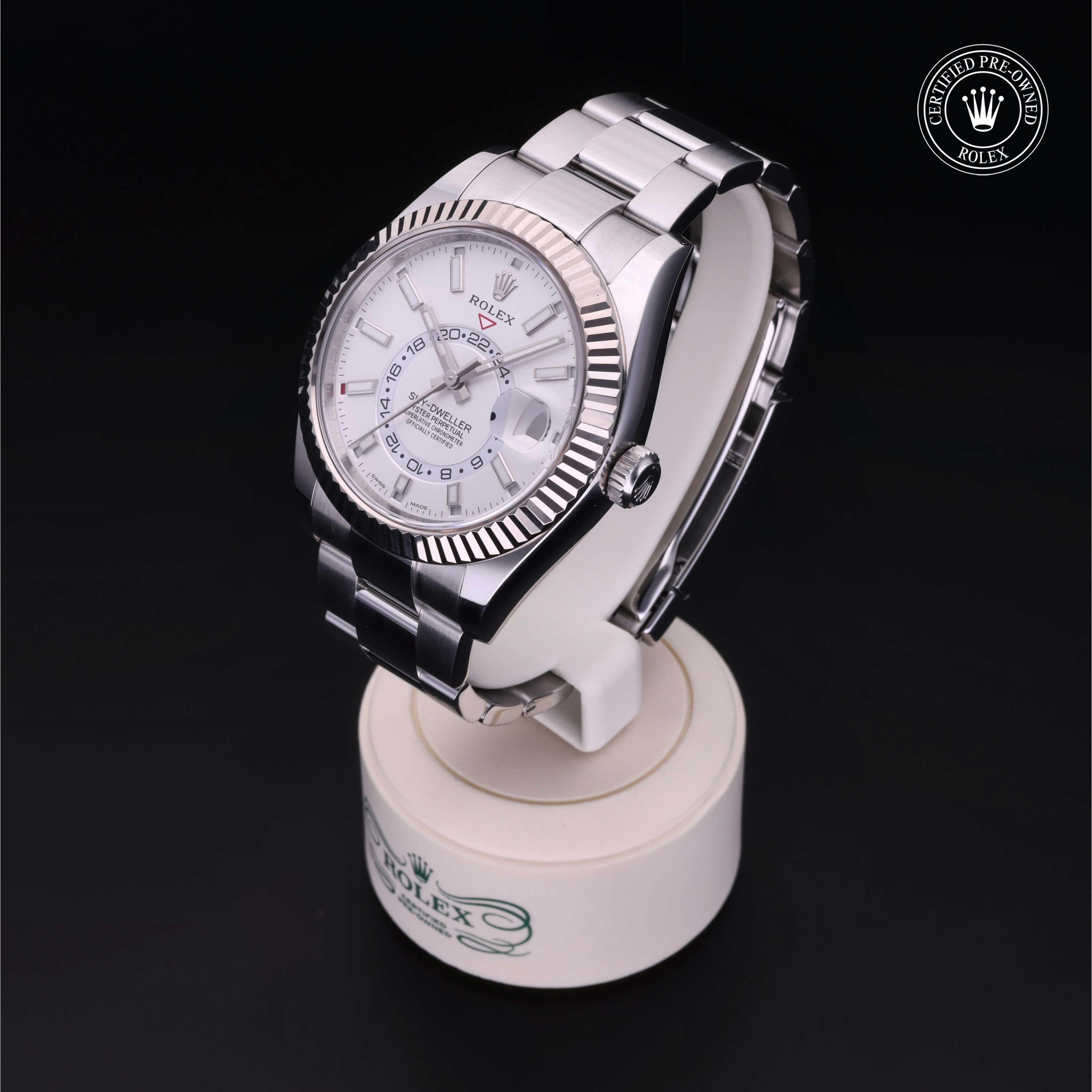 Rolex Certified Pre-owned Sky-Dweller M326934-0001 front on black background