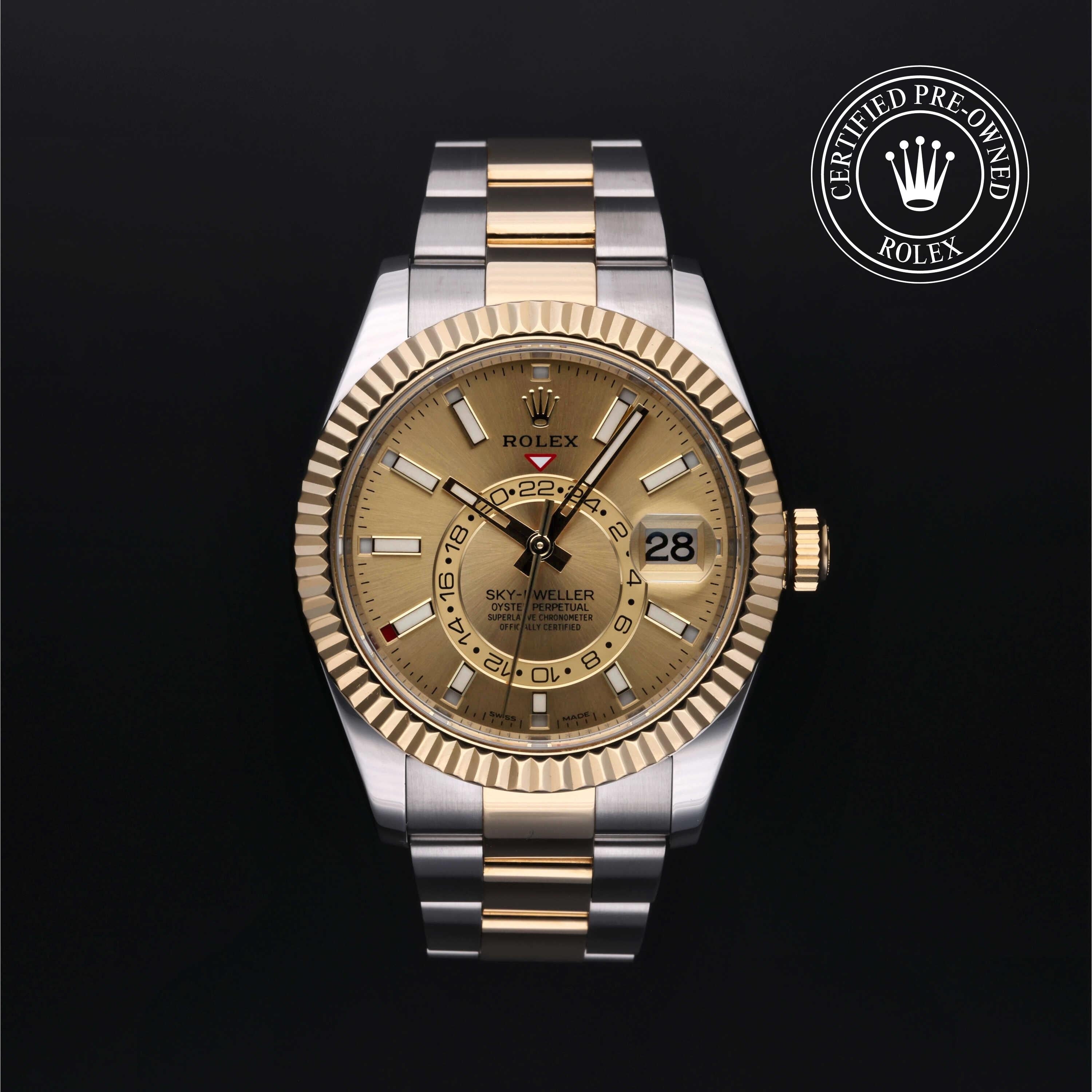 Rolex Certified Pre-owned Sky-Dweller M326933-0001 front on black background