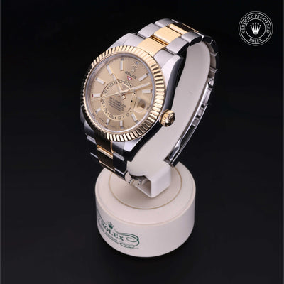 Rolex Certified Pre-owned Sky-Dweller M326933-0001 front on black background