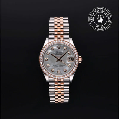Rolex Certified Pre-owned Lady Datejust M278381RBR-0026 front on black background