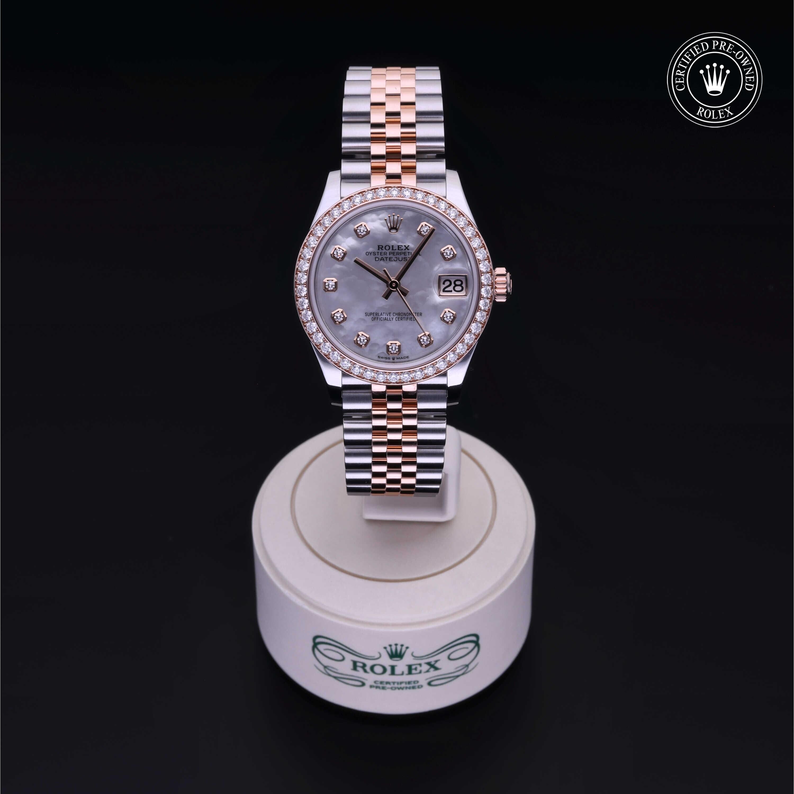 Rolex Certified Pre-owned Lady Datejust M278381RBR-0026 front on black background