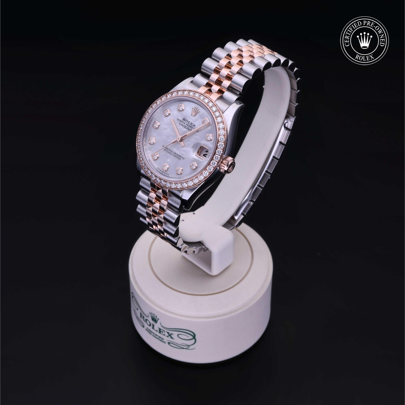 Rolex Certified Pre-owned Lady Datejust M278381RBR-0026 front on black background