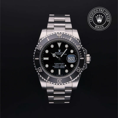 Rolex Certified Pre-owned Submariner M116610LN-0001 front on black background