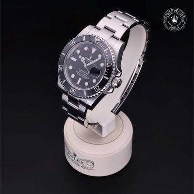 Rolex Certified Pre-owned Submariner M116610LN-0001 front on black background