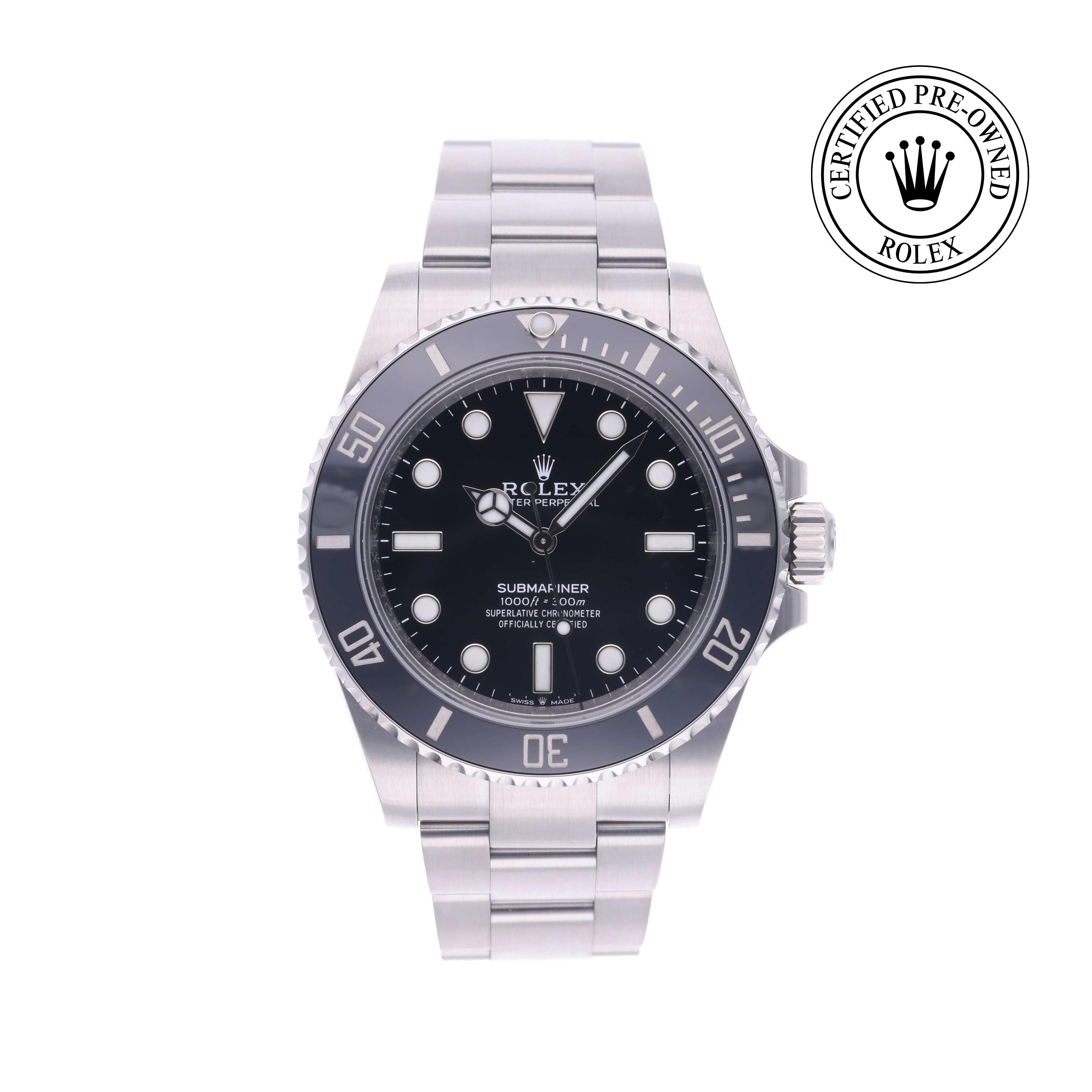 Rolex Certified Pre-owned Submariner M124060-0001 front on white background