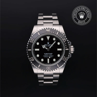 Rolex Certified Pre-owned Submariner M124060-0001 front on black background
