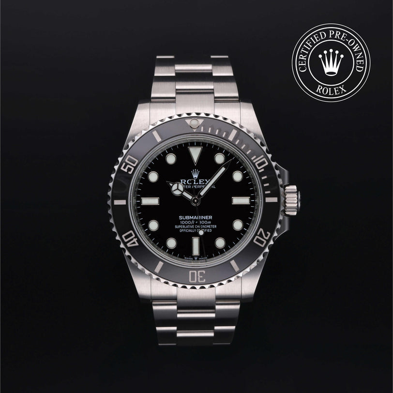 Rolex Certified Pre-owned Submariner M124060-0001 front on black background