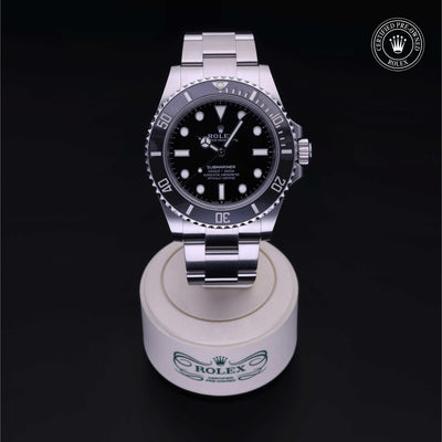 Rolex Certified Pre-owned Submariner M124060-0001 front on black background