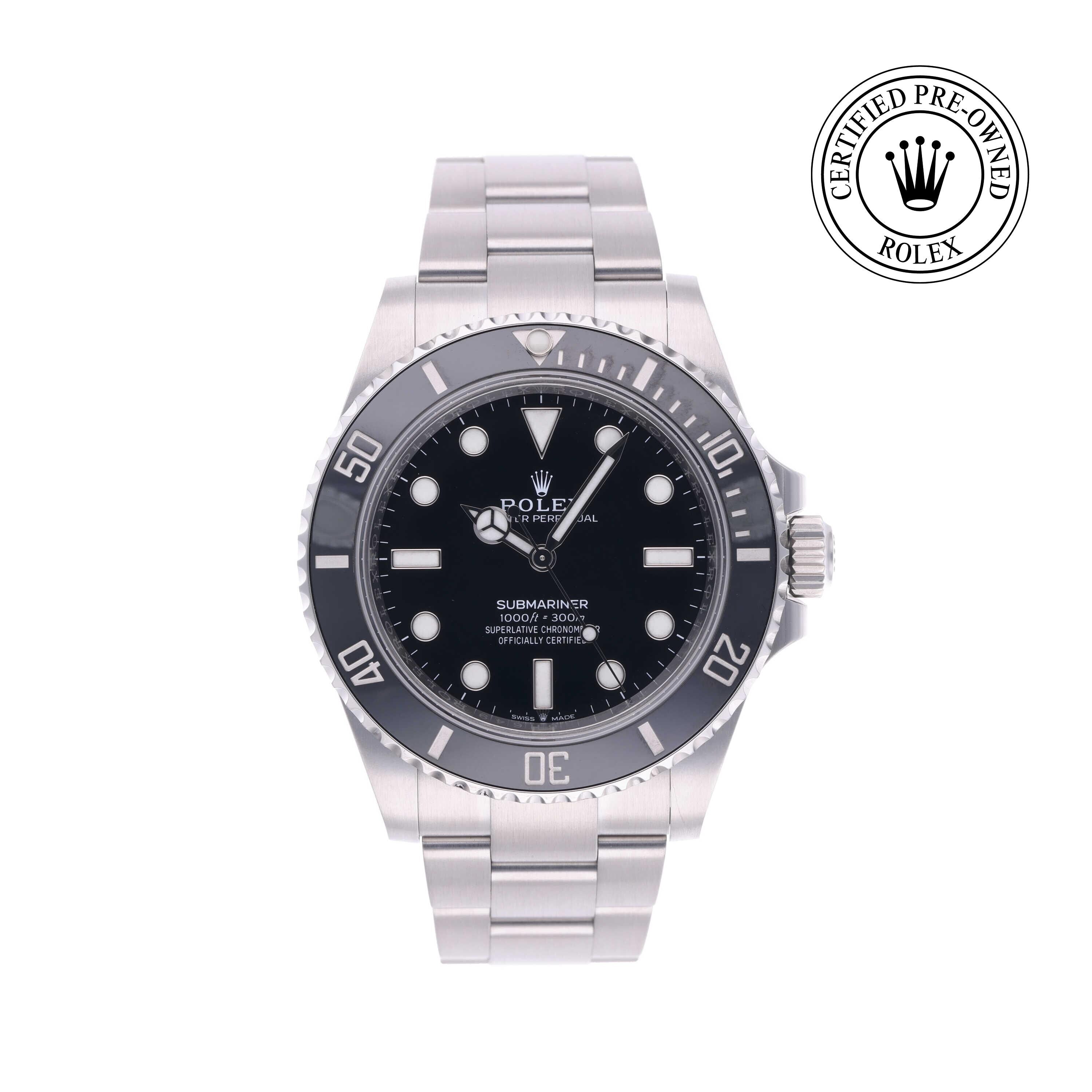 Rolex Certified Pre-owned Submariner M124060-0001 front on white background
