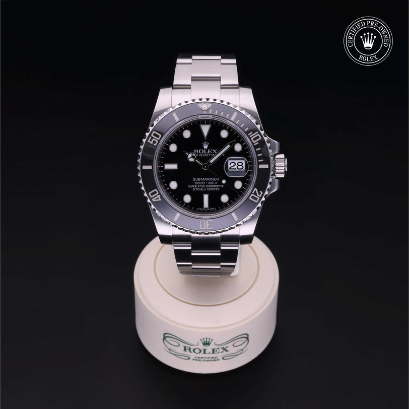 Rolex Certified Pre-owned Submariner M116610LN-0001 front on black background