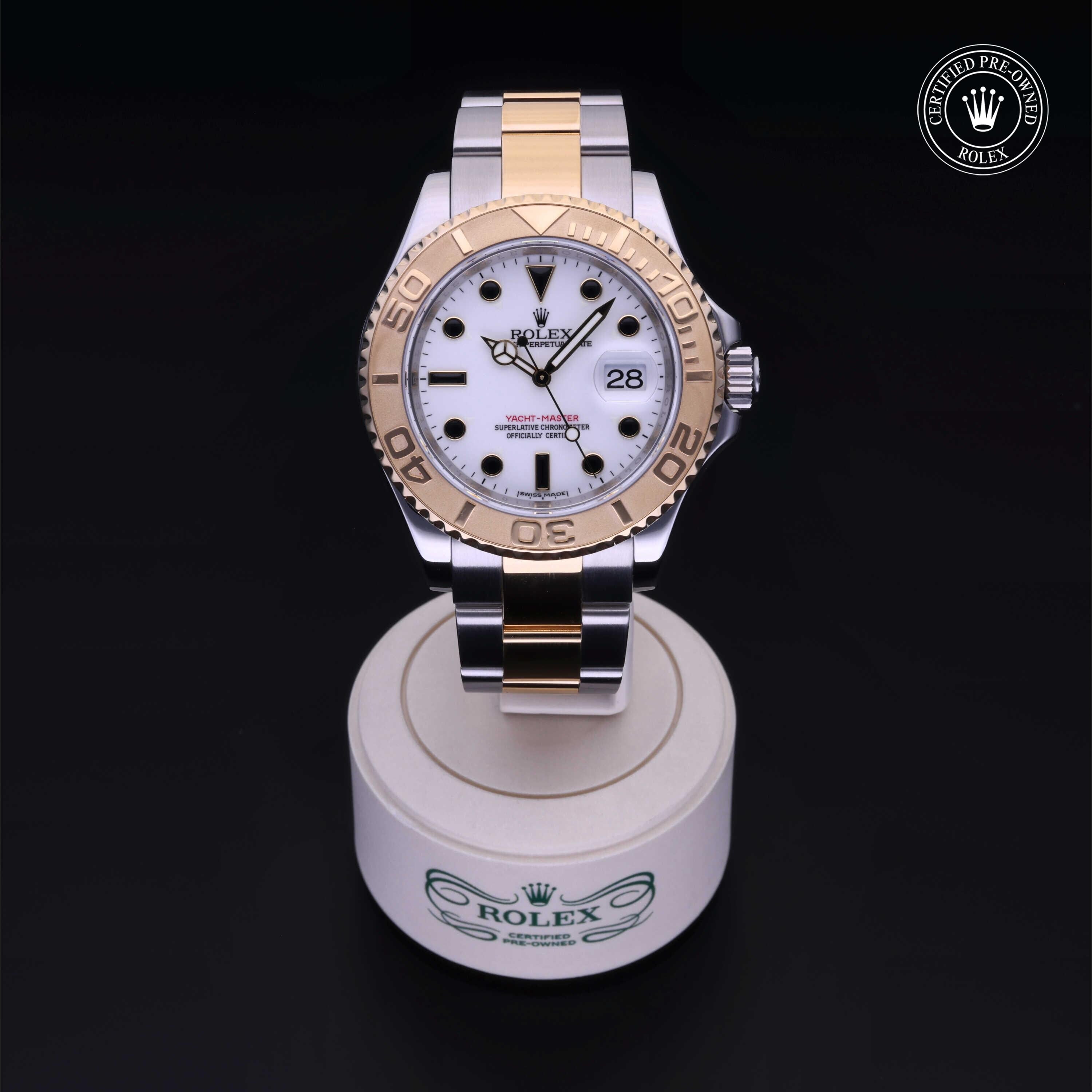 Rolex Certified Pre-owned Yacht-Master M16623-0006 front on black background