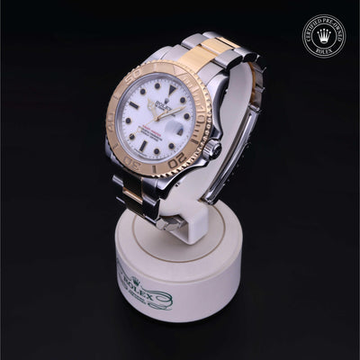Rolex Certified Pre-owned Yacht-Master M16623-0006 front on black background