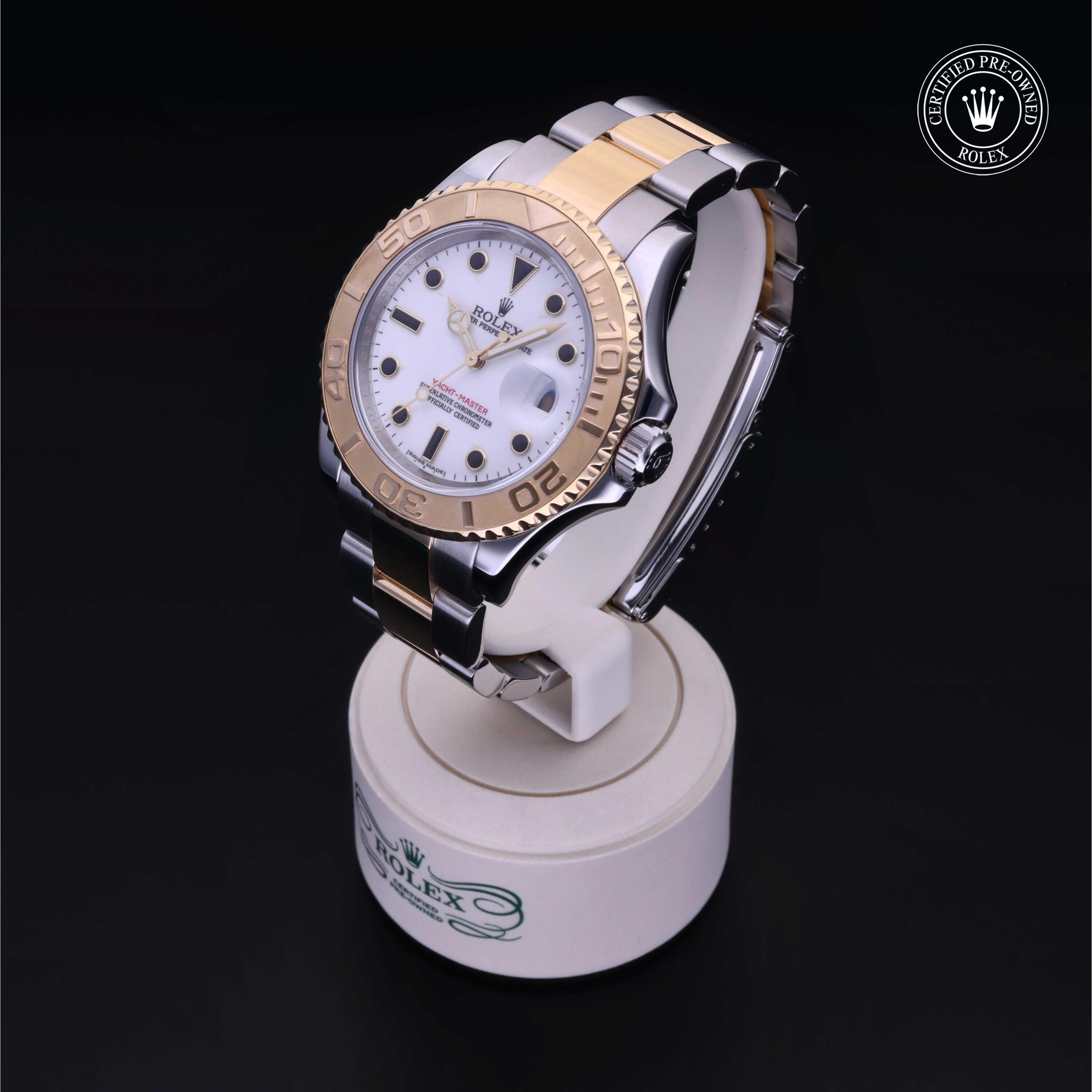 Rolex Certified Pre-owned Yacht-Master M16623-0006 front on black background