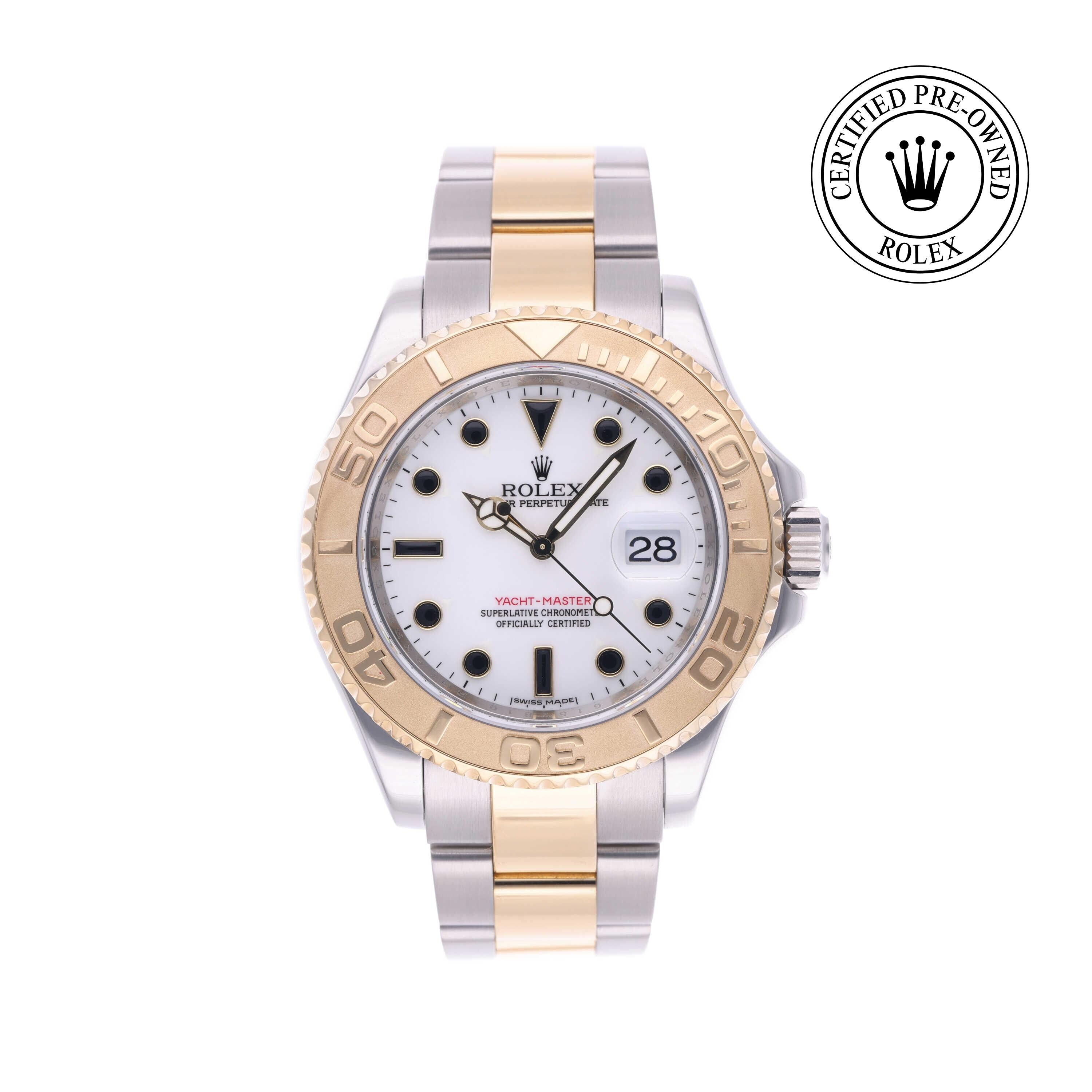 Rolex Certified Pre-owned Yacht-Master M16623-0006 front on white background