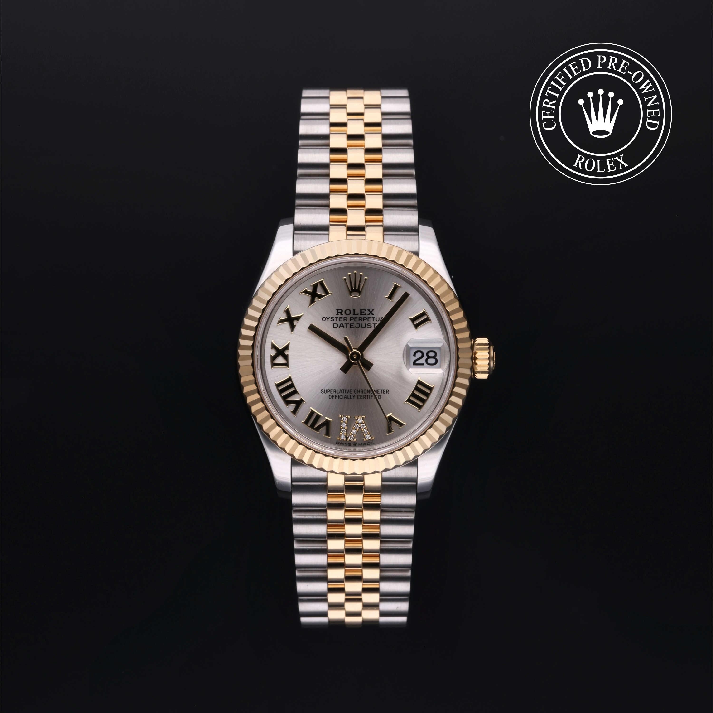 Rolex Certified Pre-owned Lady Datejust M278273-0004 front on black background