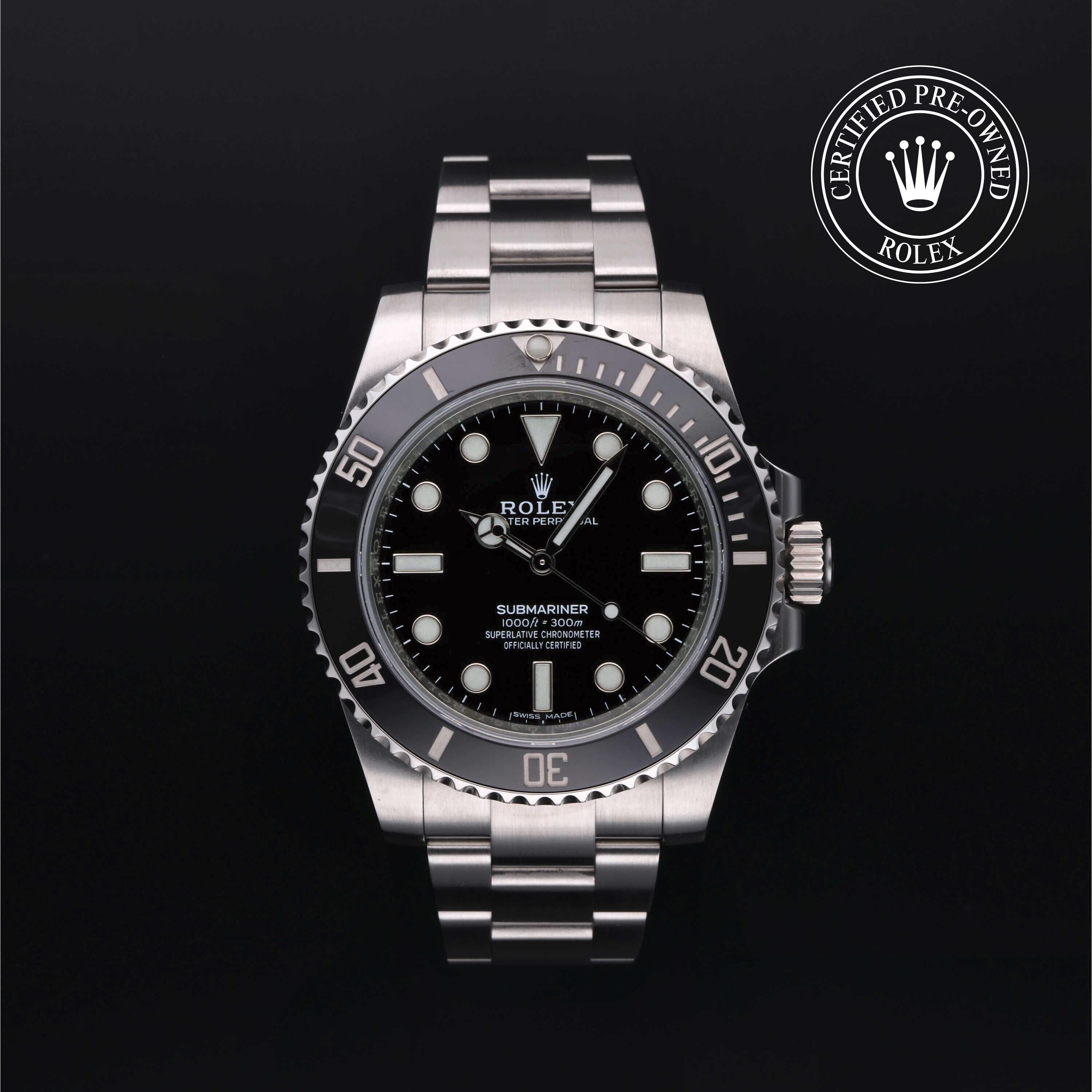 Rolex Certified Pre-owned Submariner M114060-0002 front on black background