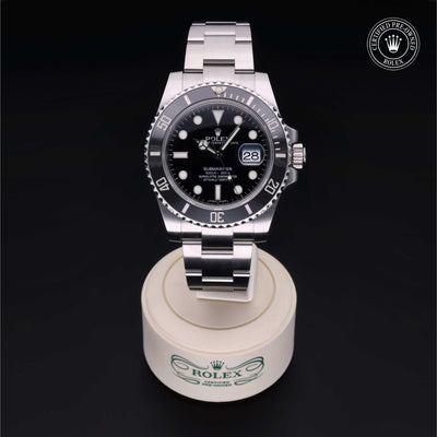 Rolex Certified Pre-owned Submariner M116610LN-0001 front on black background