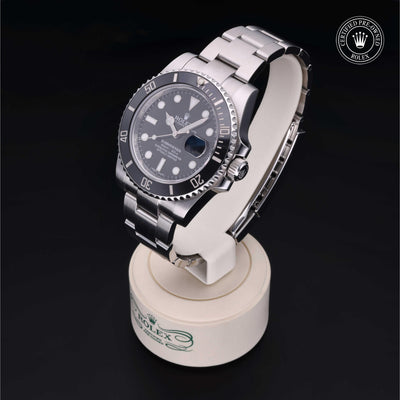 Rolex Certified Pre-owned Submariner M116610LN-0001 front on black background