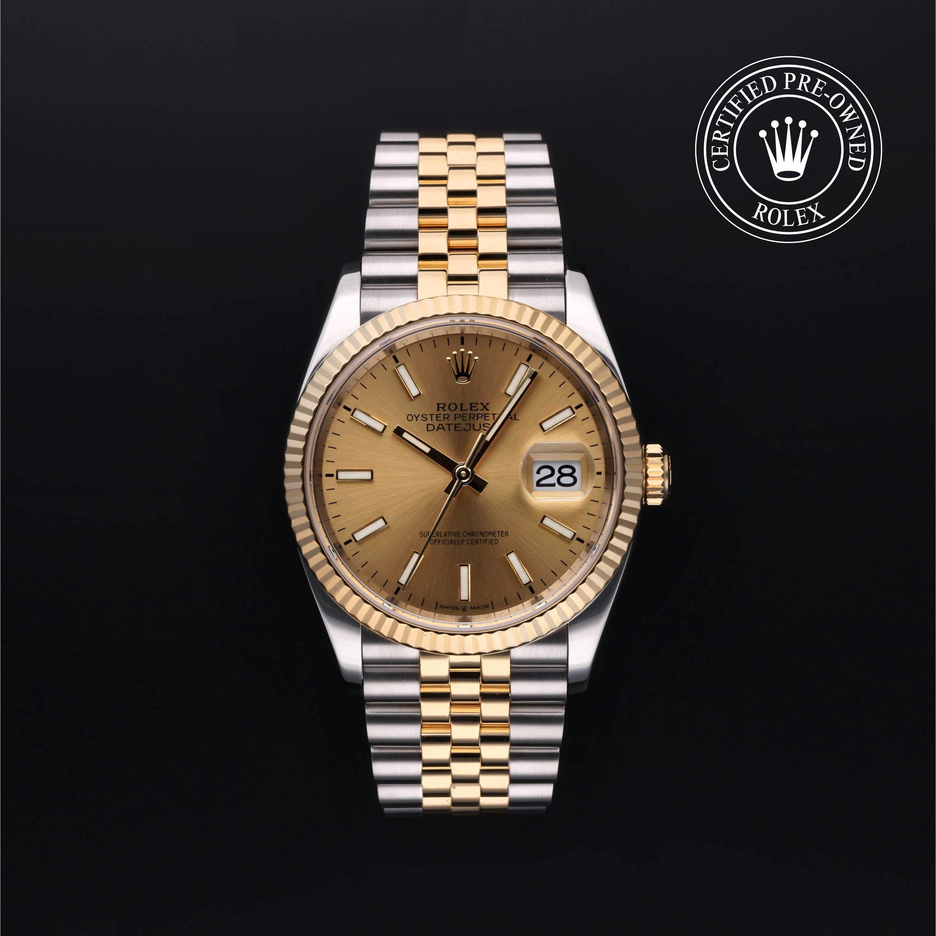 Rolex Certified Pre-owned Datejust M126233-0015 front on black background