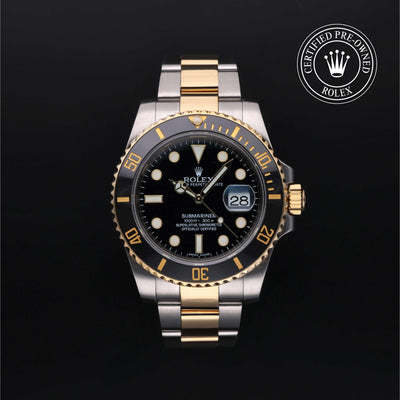 Rolex Certified Pre-owned Submariner M116613LN-0001 front on black background