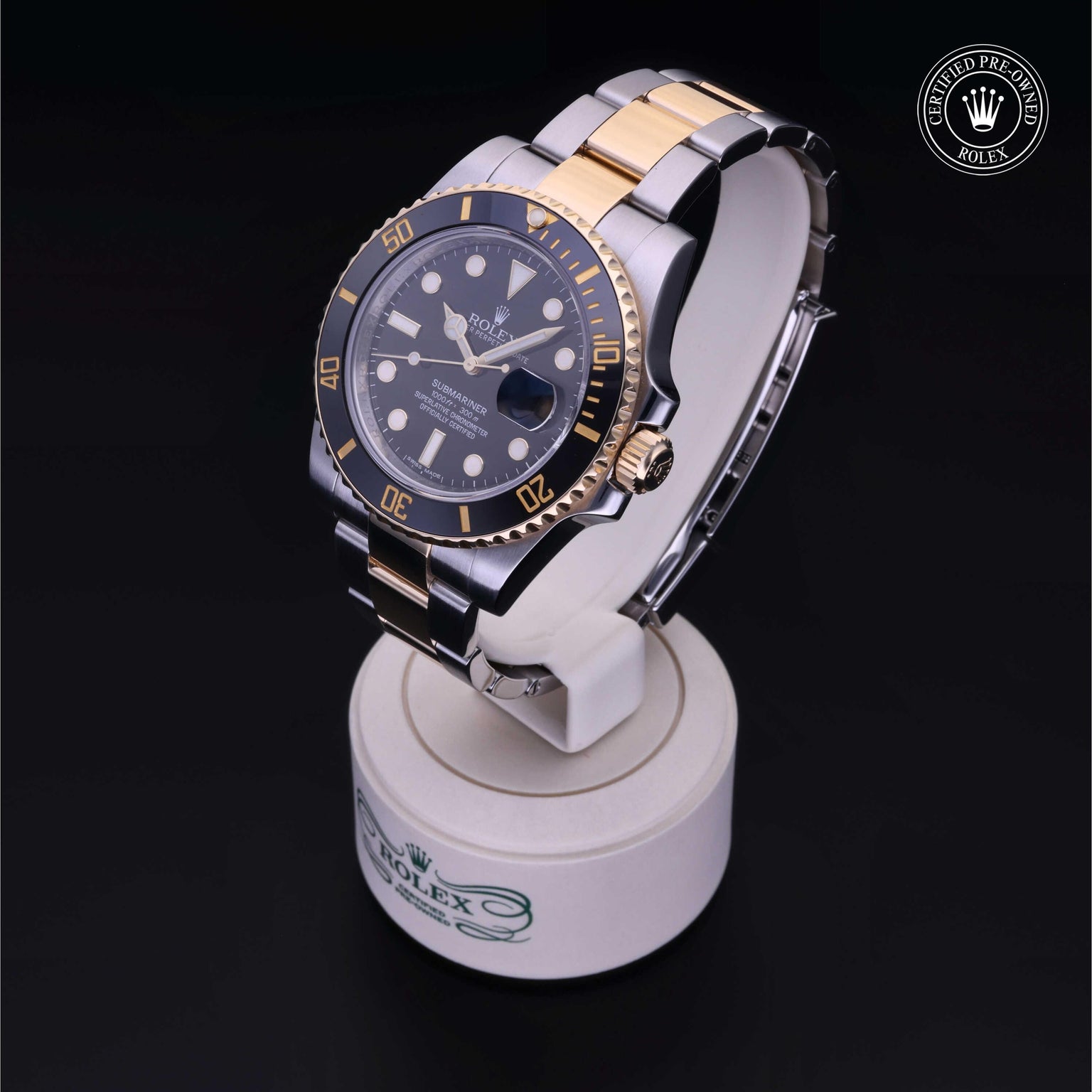 Rolex Certified Pre-owned Submariner M116613LN-0001 front on black background