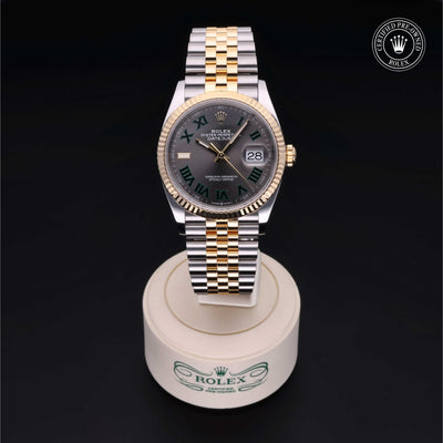 Rolex Certified Pre-owned Datejust M126233-0035 front on black background