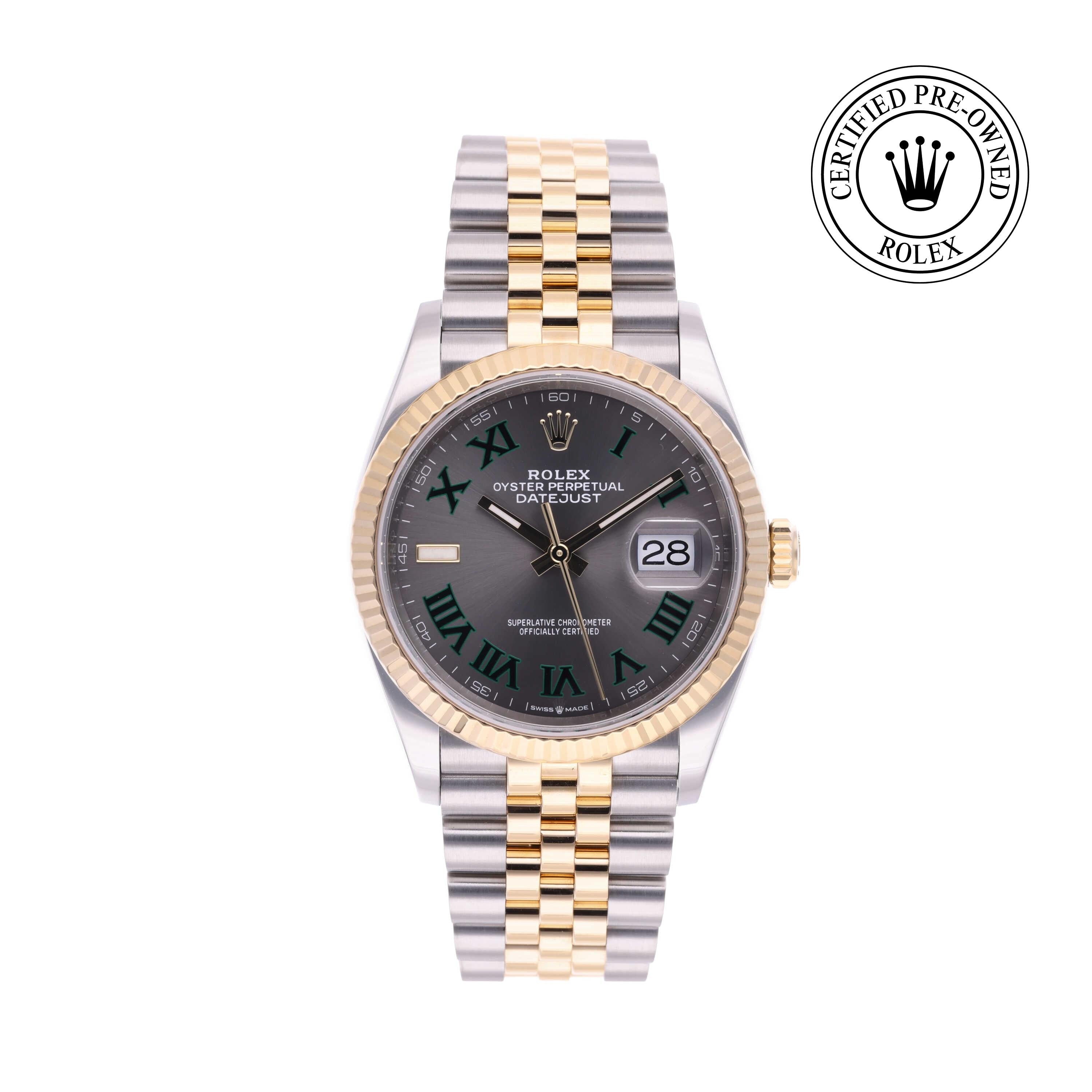 Rolex Certified Pre-owned Datejust M126233-0035 front on white background