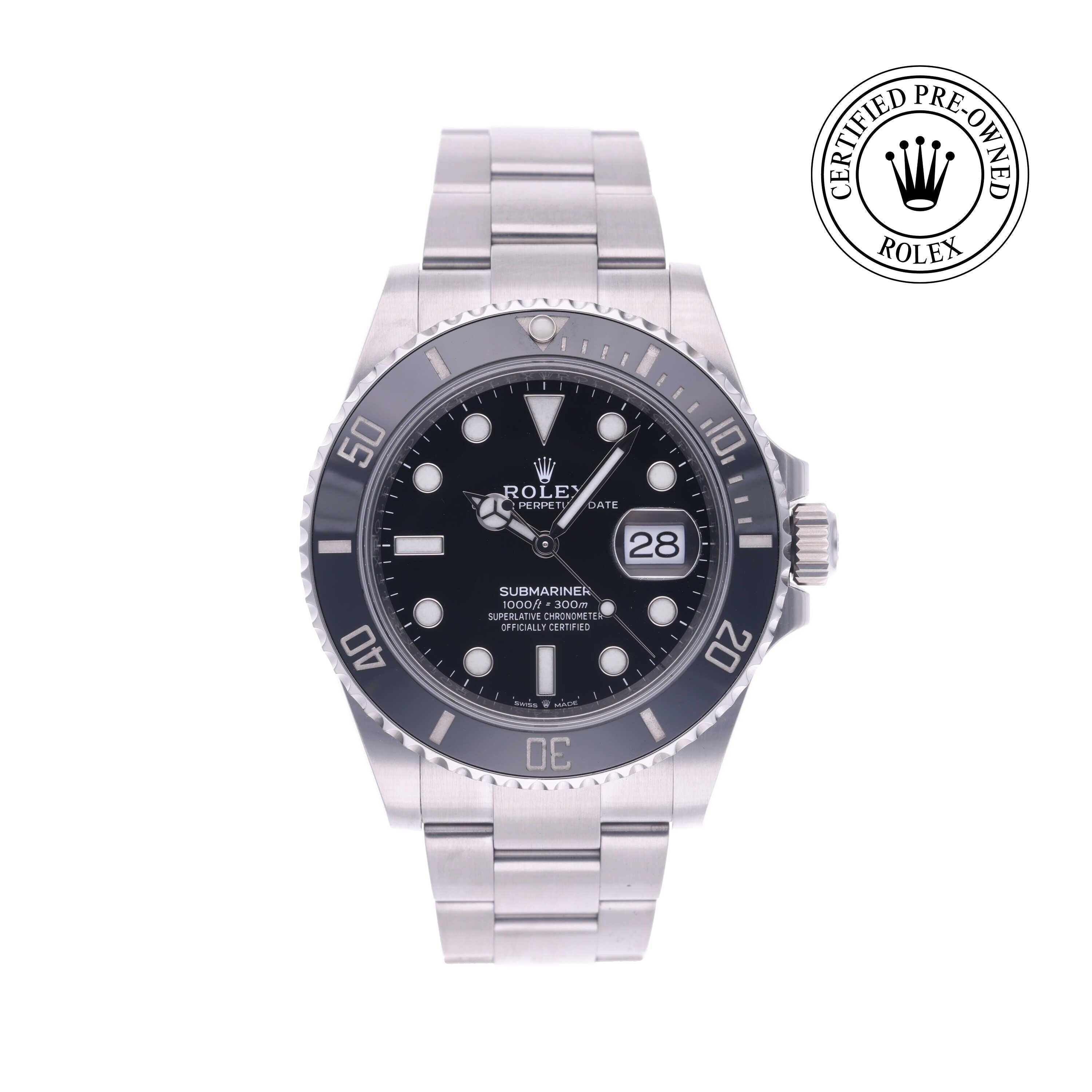 Rolex Certified Pre-owned Submariner M126610LN-0001 front on white background