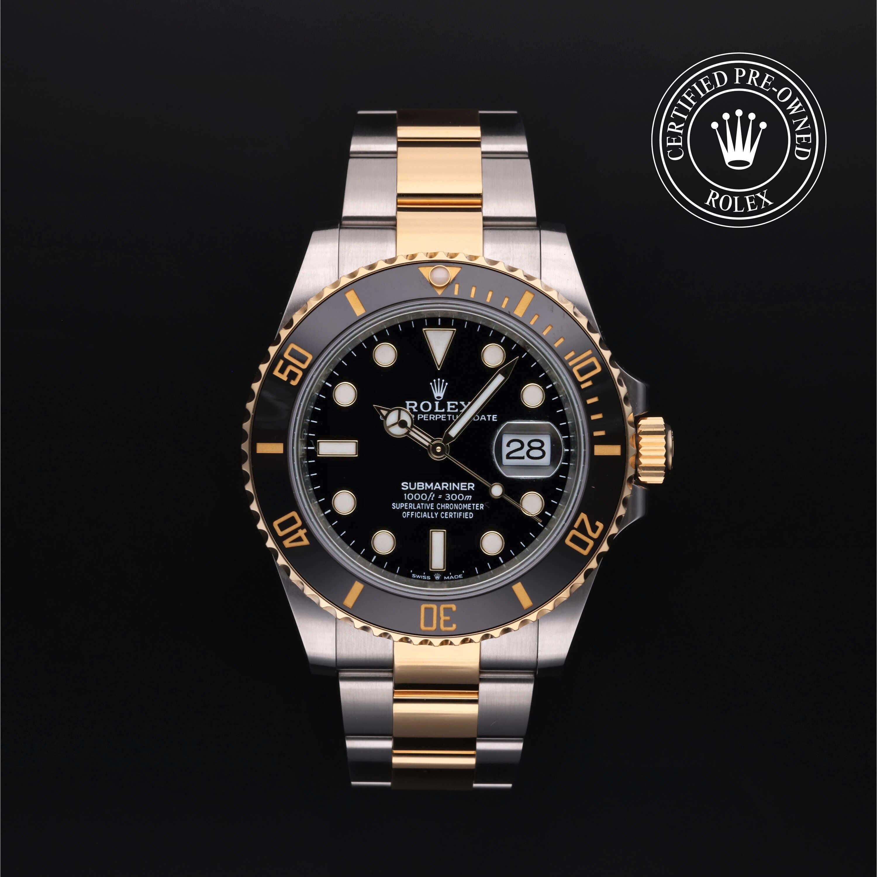 Rolex Certified Pre-owned Submariner M126613LN-0002 front on black background