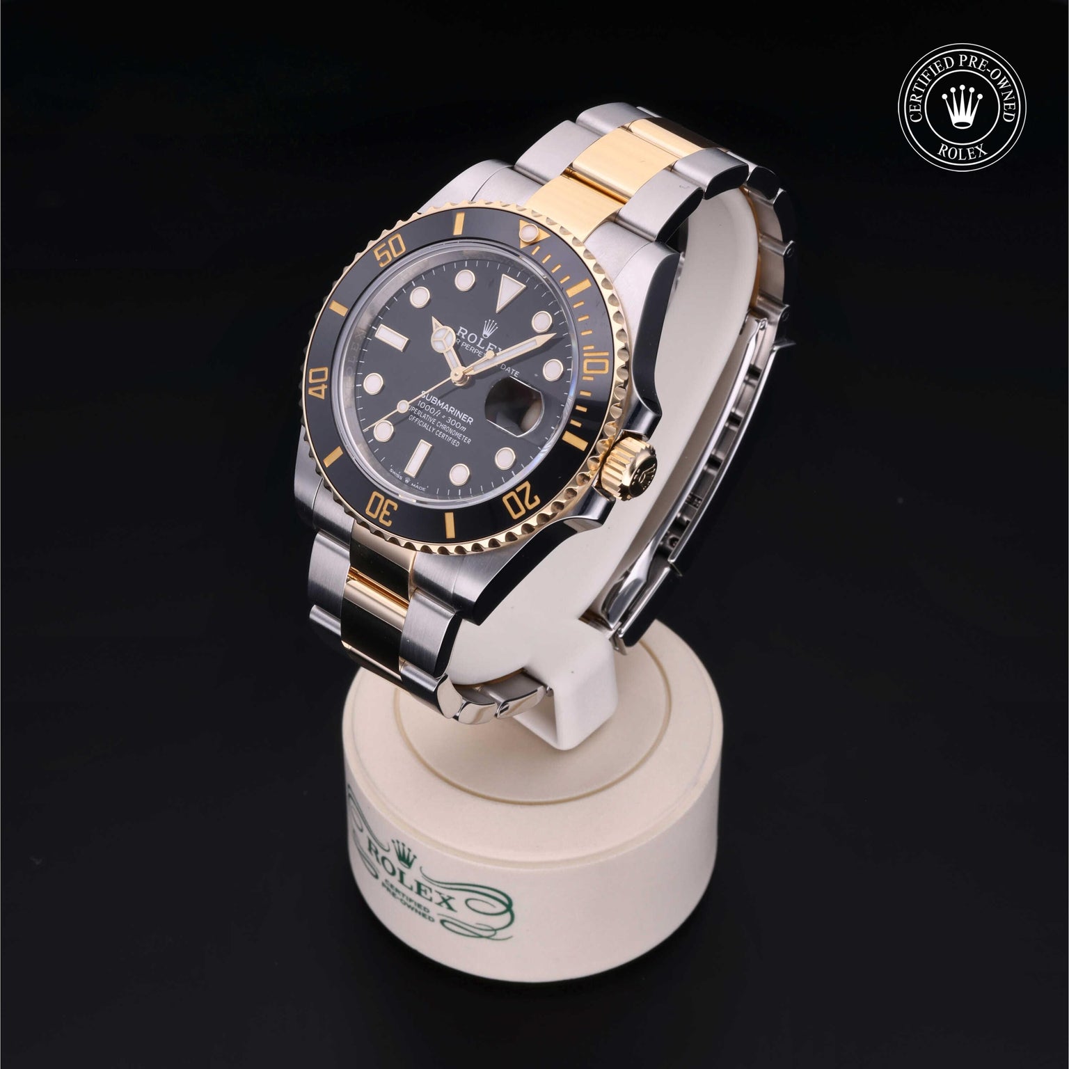Rolex Certified Pre-owned Submariner M126613LN-0002 front on black background