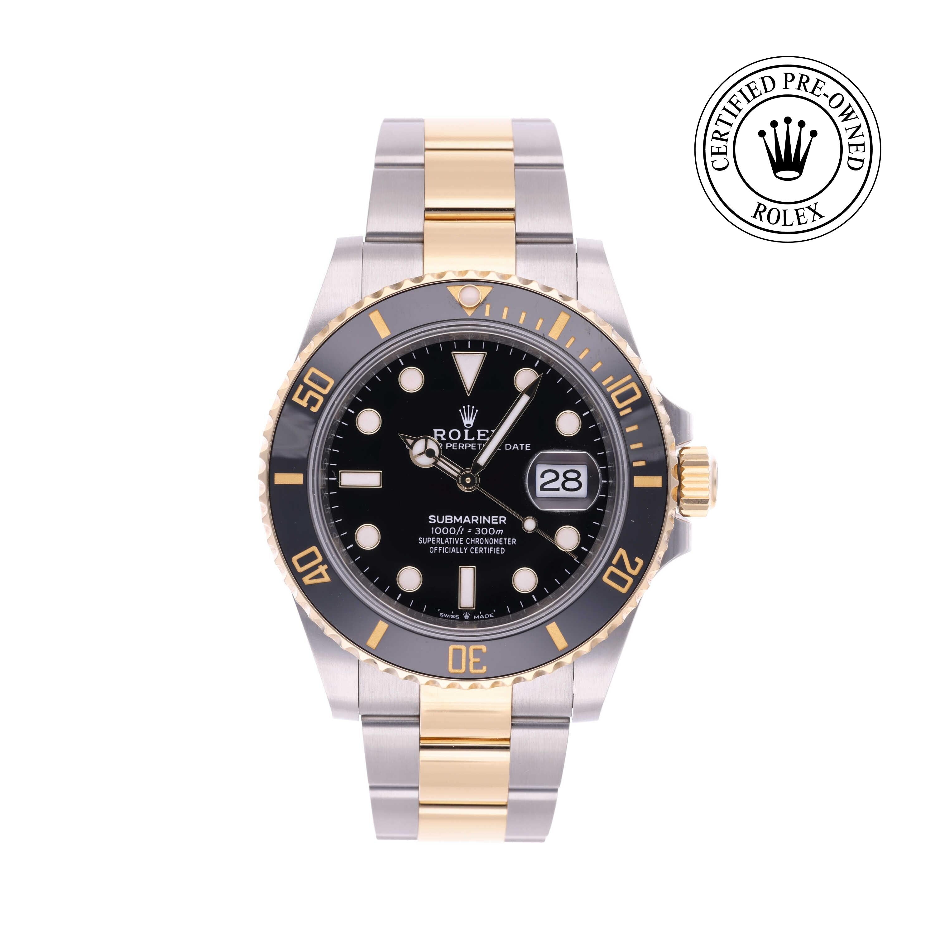 Rolex Certified Pre-owned Submariner M126613LN-0002 front on white background