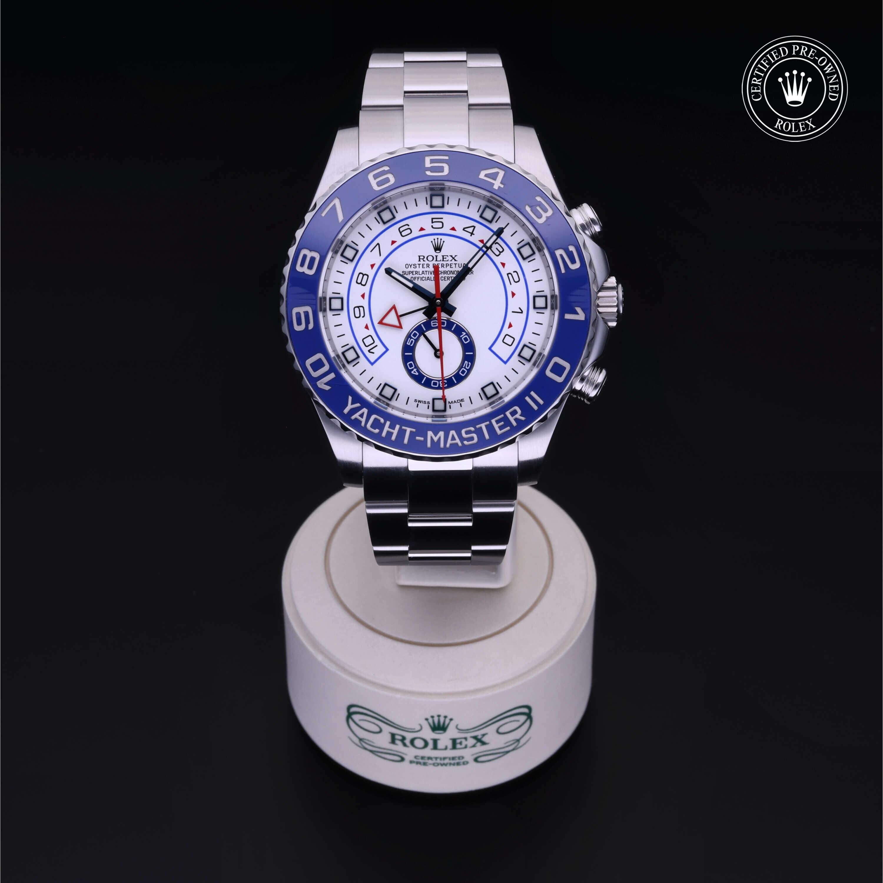Rolex Certified Pre-owned Yacht-Master M116680-0001 front on black background