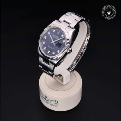 Rolex Certified Pre-owned Datejust M126234-0038 front on black background