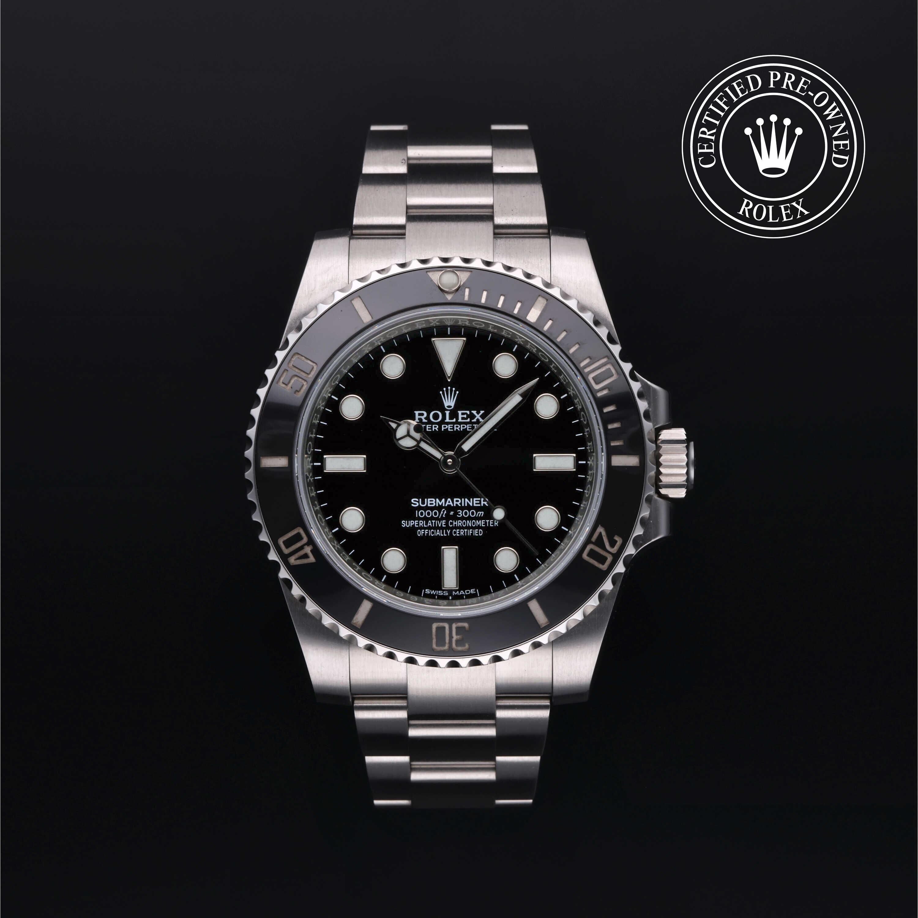 Rolex Certified Pre-owned Submariner M114060-0002 front on black background
