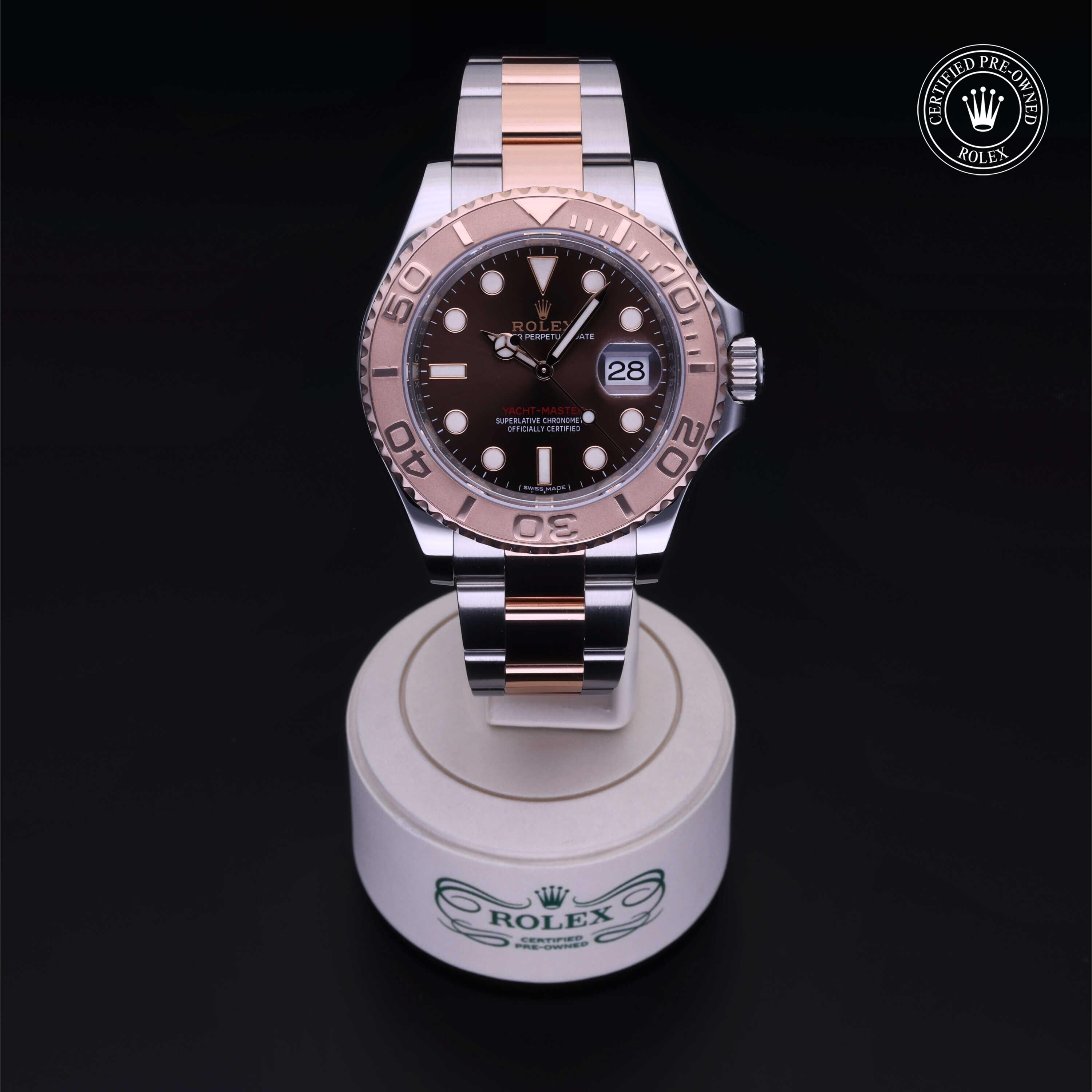 Rolex Certified Pre-owned Yacht-Master M116621-0001 front on black background