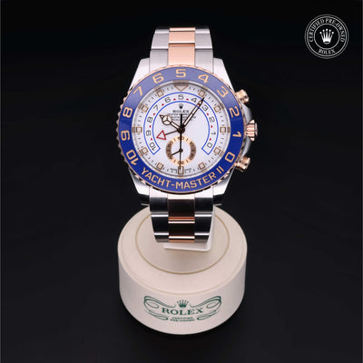 Rolex Certified Pre-owned Yacht-Master M116681-0002 front on black background