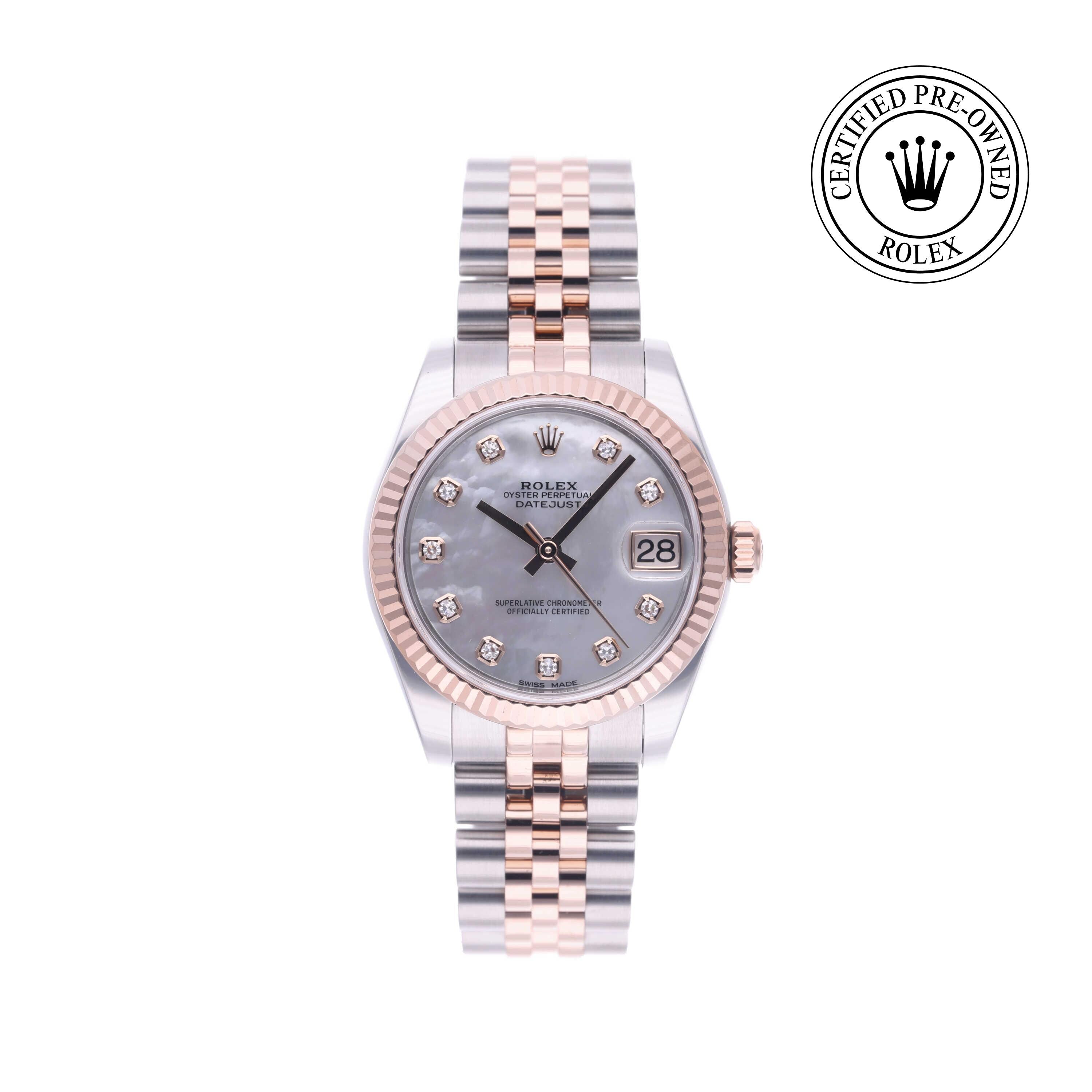 Rolex Certified Pre-owned Lady Datejust M178271-0060 front on white background