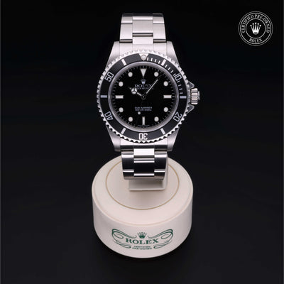 Rolex Certified Pre-owned Submariner Non Date M14060M-0004 front on black background