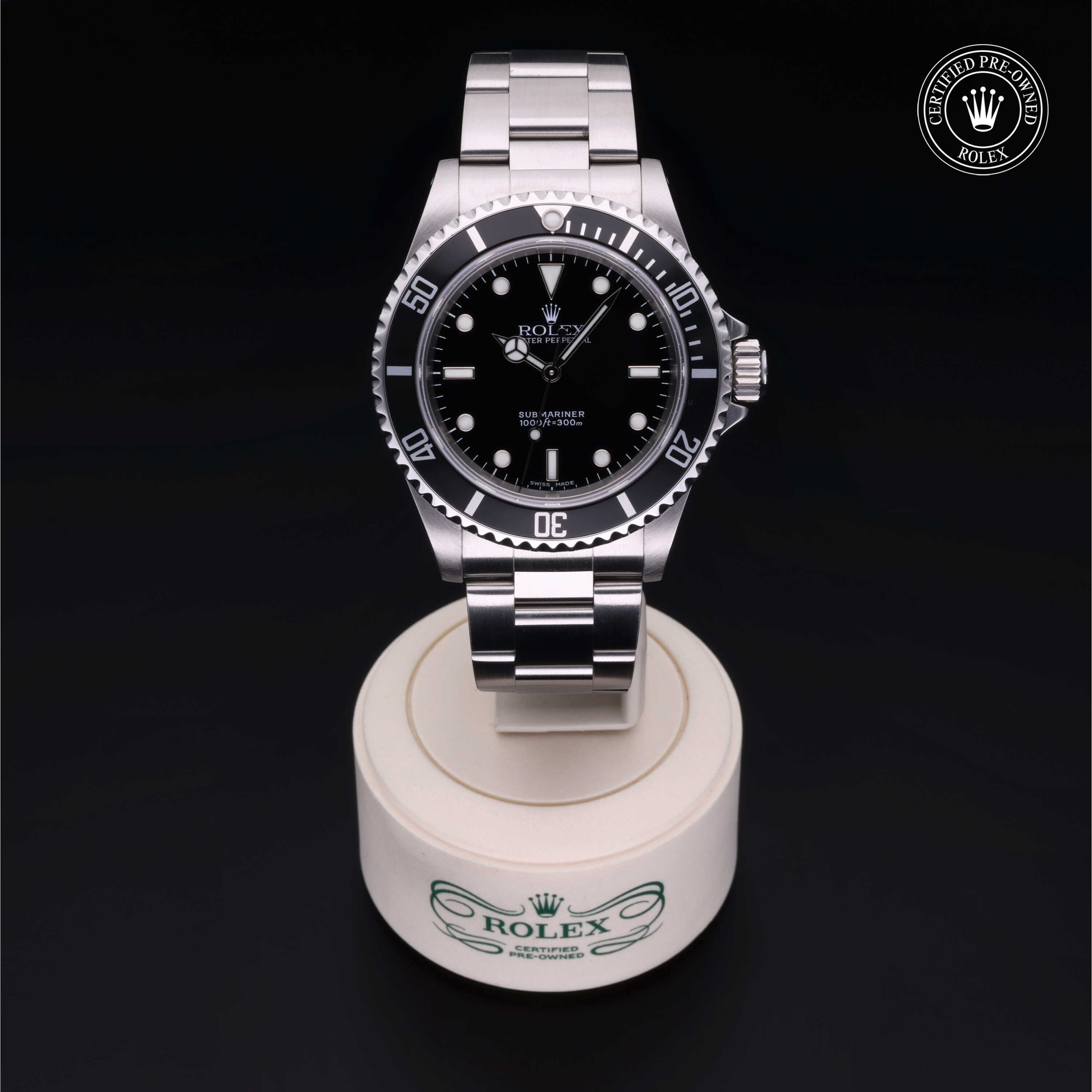 Rolex Certified Pre-owned Submariner Non Date M14060M-0004 front on black background