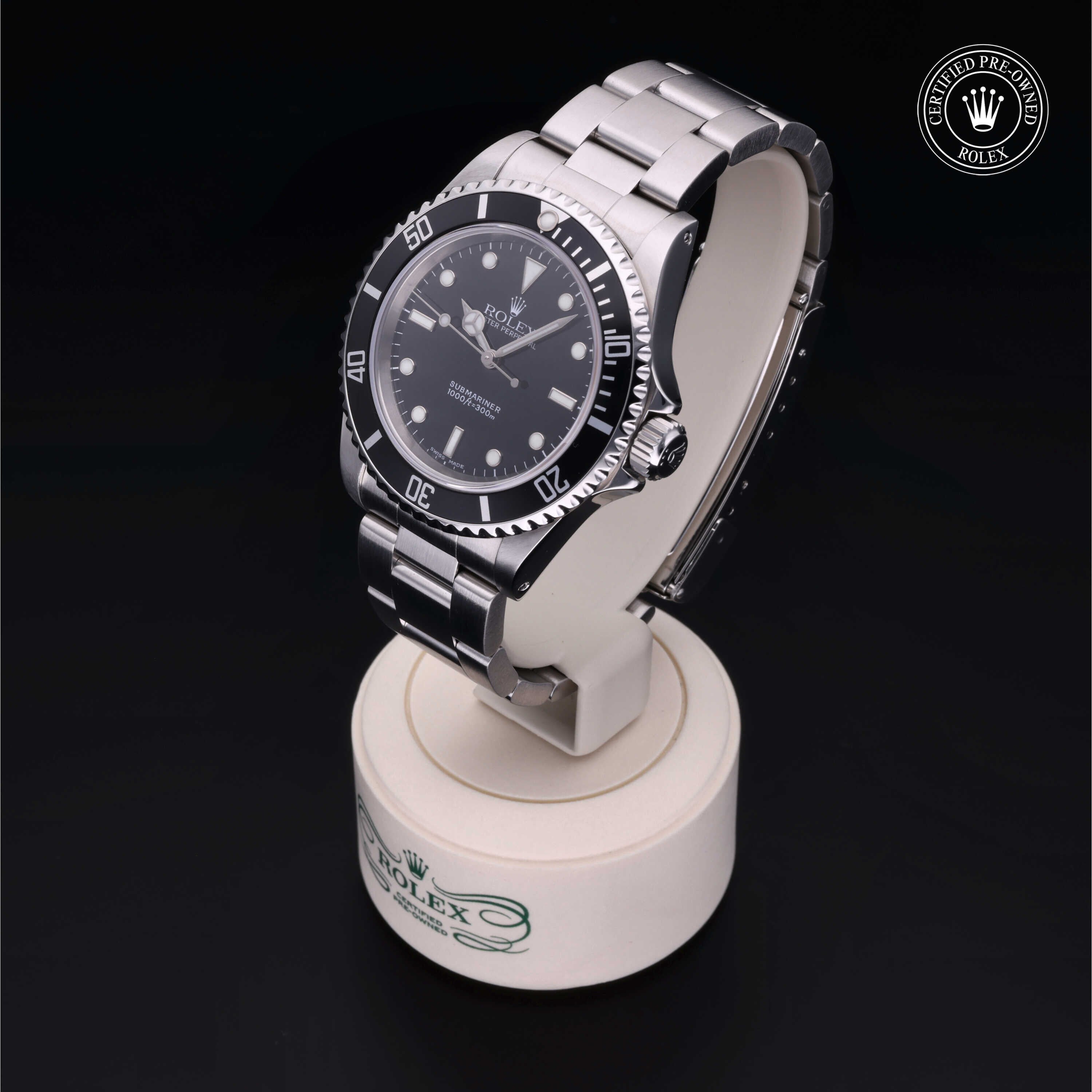 Rolex Certified Pre-owned Submariner Non Date M14060M-0004 front on black background