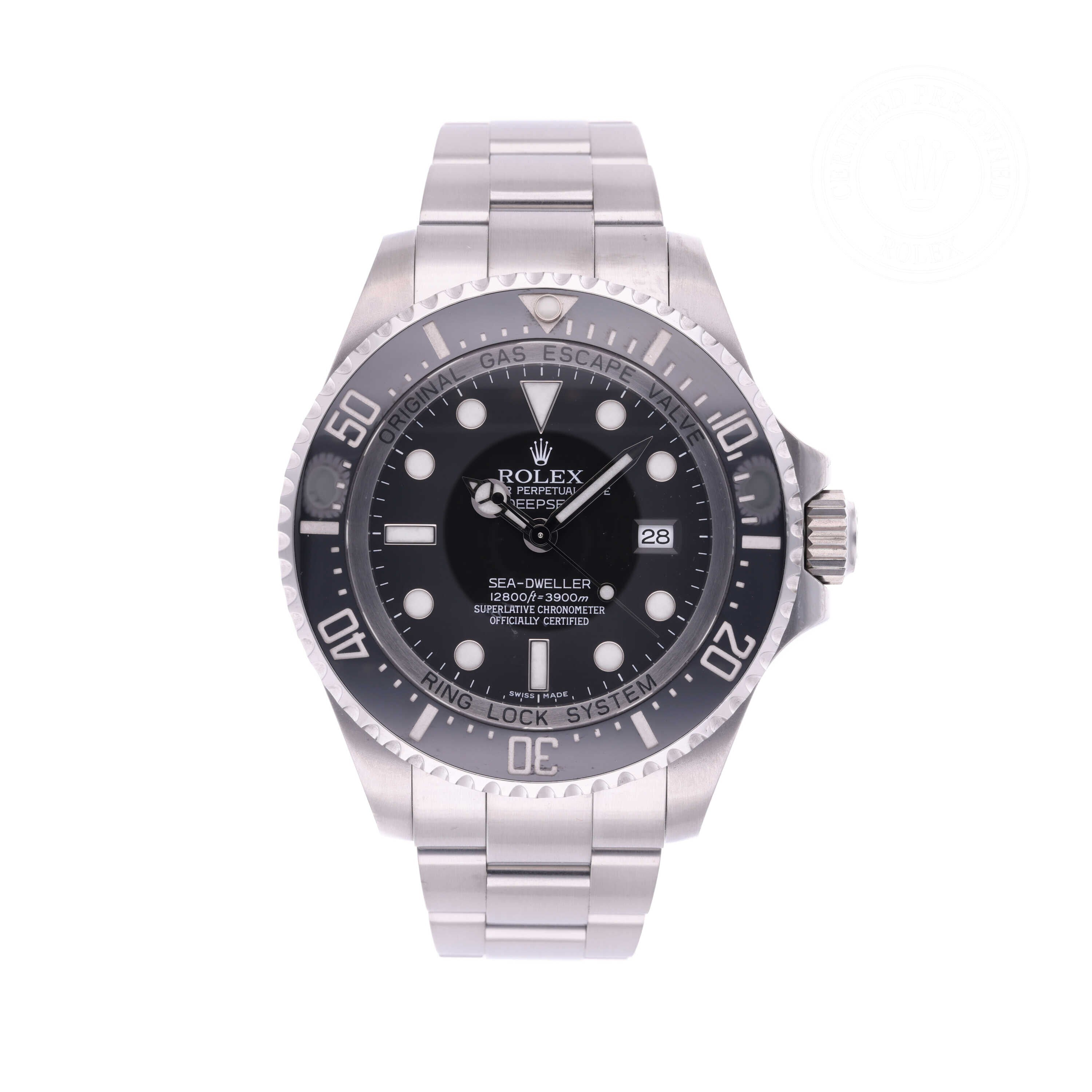Rolex Certified Pre-owned Sea-Dweller M116660-0001 front on white background